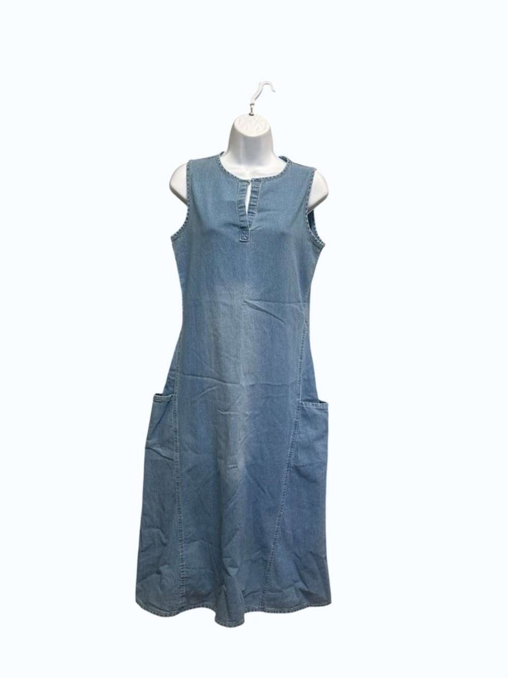 Misslook Denim Midi Shift Dress Blue Size Small - Picture 2 of 6